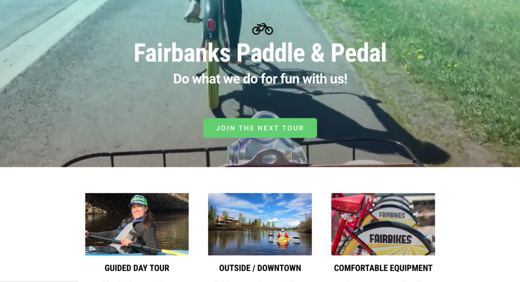 Fairbanks Paddle and Pedal website screen shot
